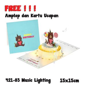 Kartu Ucapan Greetings Birthday Cards 3D Dengan Music & Lampu