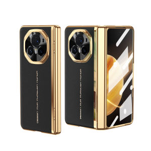 0930[Local Stock] Christmas Halloween Luxury Leather Plated Frame Hinged Tempered Glass Protective Film Case For Honor Magic V6 V 5 Magic V3 All-inclusive Cover h261009