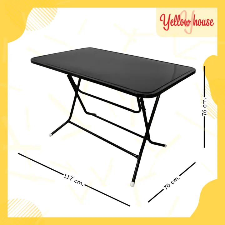 โต๊ะอาหาร YellowHouse โต๊ะพับหน้าเหล็ก ขนาด 4ฟุต โต๊ะ โต๊ะพับ โต๊ะขายของ โต๊ะพับแม่ค้า ขาเหล็กกลมไขว้พับเก็บได