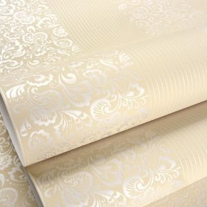 IUIUY 9.5M Sculptured Patterns Wallpaper Non-self-adhesive Non-woven White Vertical Stripe Wallpaper Simple European Style 3D Wall Stickers for Living Room