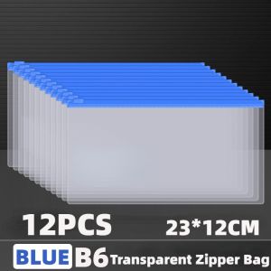 12Pcs Plastic Envelopes Zipper Envelope Document Storage Pouch Bag File Organizer Waterproof B6/Long Size