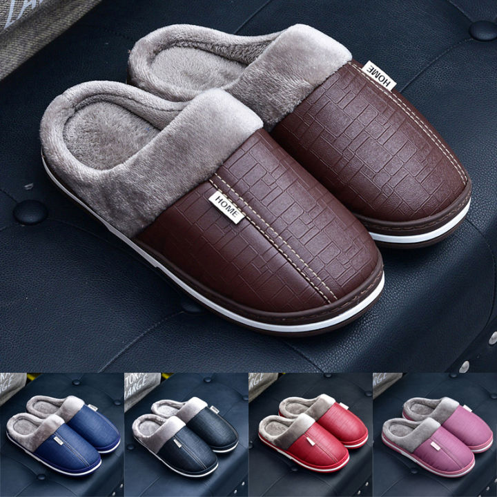 Blue's Shop Men Women Waterproof House Slippers Winter Warm Home Shoes ...