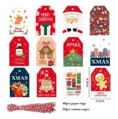 (8pcspack/48pcs Tag 50pcsRope) Christmas SERIES gift tag decoration MerryChirstmas tag holiday card