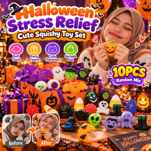 Halloween Squishy Toy Soft Squeeze Fidget Toy Cute Cartoon Pumpkin Spider Doll Stress Relief Toy Halloween Party Favour Decoration Gift for Kids
