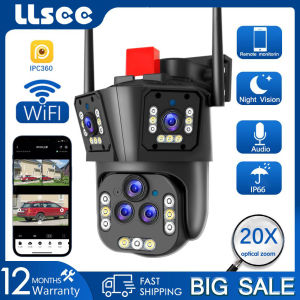 LLSEE 20MP 8K 20X Zoom Outdoor WIFI Camera 5 Lens 360 Degree Angle Waterproof Alarm Wireless CCTV Home Connection Phone