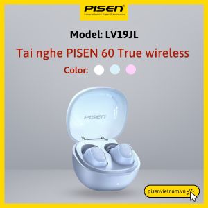 Tai nghe Bluetooth PISEN 60 True Wireless ( LV19JL ) màu trắng - Hàng chính hãng bảo hành 18 tháng