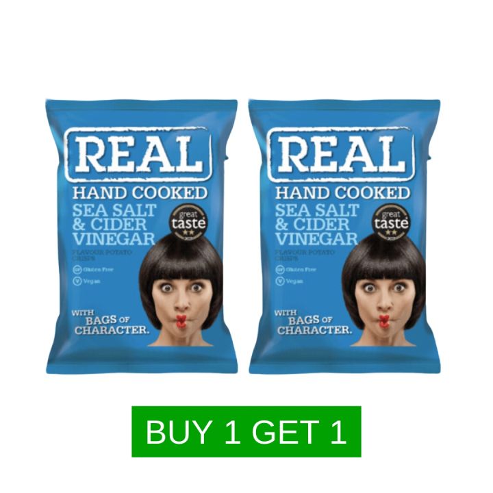 REAL HANDCOOKED CRISPS SEA SALT & CIDER VINEGAR 150G BUY1 TAKE1 (EXP ...
