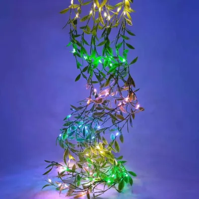 100LED Usb Cord Leaves Christmas Light Icicle Waterfall Fairy String Curtain Lights Garland Outdoor Wedding Party Decor With Remote Controller#2
