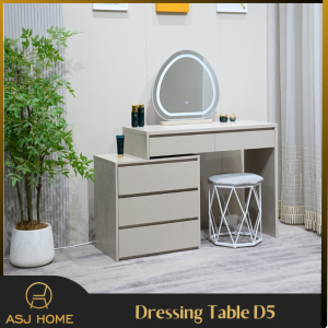 ASJ_Elegant Modern Light Luxury Dressing Table D6 With 6 Tier Chest Drawer + Free Large size Mirror / Dressing Stool