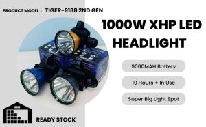 Lampu Kepala TIGER 1000W 2ND GENERATION RECHARGEABLE LED HEADLIGHT 头灯