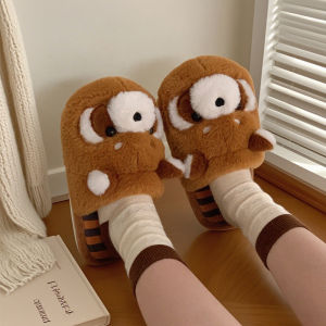 XIXITIAO Couple Soft Cute Cartoon Winter Cotton Slippers Student New Warm Comfortable Men Women Adorable Little Raccoon Furry Shoes