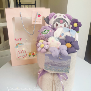 🇸🇬 [In Stock]Crochet Kit Sunflower Cartoon Toy Crochet Flower And Doll Bouguet With LED Light And A Gift Bag Knitted Crochet Bouquet Flower Bouquets Gift