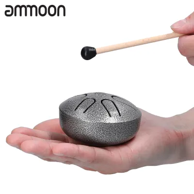 [ammoon]3 inch 6-Tone Steel Tongue Drum Hand Pan Drums with Drumsticks Percussion Musical Instruments