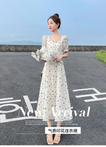 กระโปรง อดทนต่อทุกรูปร่าง กระโปรงลายดอกไม้ กระชับสัดส่วนและกระชับสัดส่วน ซ่อนข้อบกพร่องของแขน