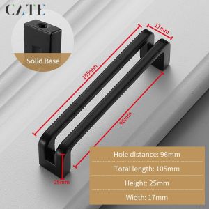 Black Cabinet Handles Solid Drawer Knobs Kitchen Zinc Alloy Cupboard Door Pulls Furniture Handle Cabinet Hardware