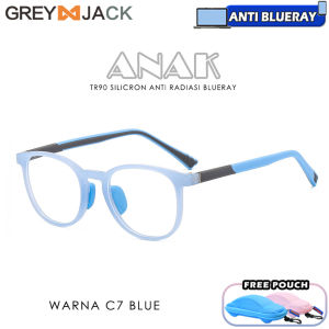 Grey Jack/Kacamata ANAK Antiradiasi Blueray Komputer HP TV TR90 Lentur Tidak Mudah Patah Fashion Anak Kekinian 2105