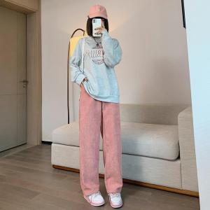 PM✿ 2025กางเกงลูกฟูกขายาว เอวสูง ขากว้าง ทรงหลวม สำหรับผู้หญิง รุ่นใหม่ปี เสื้อผ้าแฟชั่นผู้หญิง