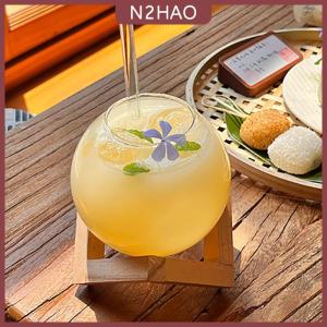 N2HAO Cocktail cốc thủy tinh với gỗ đứng sáng tạo Thanh thủy tinh uống cốc ronud bóng Cocktail cốc trái cây Mặt Trăng nước trái cây cốc
