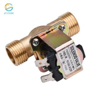 วาล์วโซลินอยด์ไฟฟ้าทองเหลือง AC 220V DC 12V 24V G1/2 สวิตช์น้ำเข้าปกติปิด 0.02-0.8Mpa สำหรับการควบคุมน้ำ
