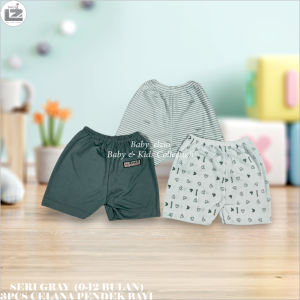 CELANA BAYI PENDEK ISI 3PCS USIA 0-12BLN