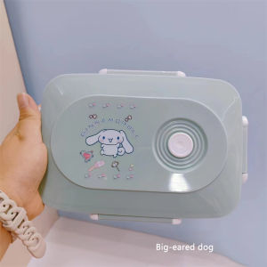 Hourser 1100ml Cartoon Lunch Box with spoon anf fork Microwave Three-compartment cute kuromi Cinnamoroll Office Worker Students school Bento Box