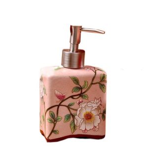 GROCERIY Vintage Hand Soap Dispenser Chinese Style Refillable Ceramic Soap Bottle Easy To Use Floral Porcelain Shampoo Container Home