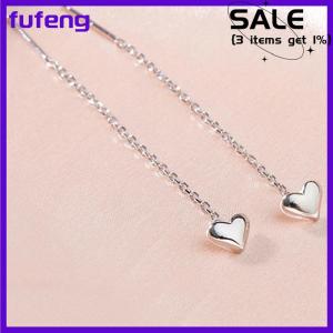 fufeng 1Pair Trend Long Wire Tassel Thread Chain Climb Star Heart Beads Pendants Drop Earrings For Women Straight Hanging Ear Jewelry