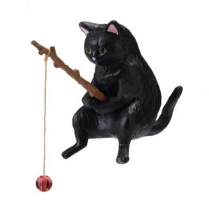 🐱🐠1pc Cat Fishing Figurine Cute Cat Statue Decor Craft Resin Animal Model Cat Fishing Toys Mini Cat Statue Decor Aquarium Tanks Cat Decor Ornament