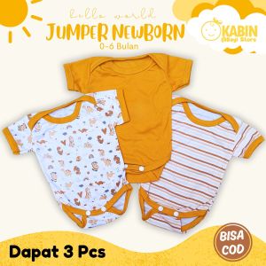 3 Pcs Jumper Bayi for Newborn 0-3 Bulan Mustard