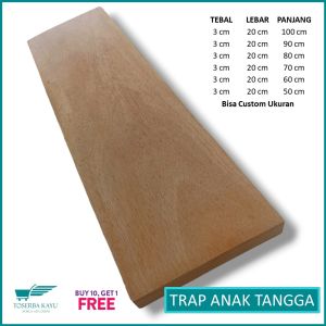 Papan Kayu Anak Tangga Mahoni  Tebal 3 cm Lebar 20cm