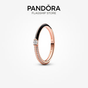 Pandora ME 14k Rose Gold Plated Pavé & Black Dual Ring