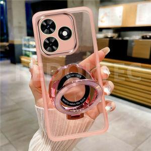 For Tecno Spark GO 2024 Spark 20 20C Smart 8 2024 New Desgin Magnetic Stand Holder Casing Ultra Thin Clear Soft Phone Case With Camera Lens Protection