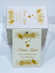 Souvenir Pernihakan 100 PCS Kartu ucapan Terima Kasih  warna Gold dan Silver