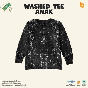 Atasan Panjang Anak Laki Laki Perempuan Series Washed Polos Warna Abu HItam
