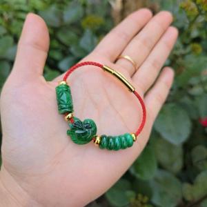 Q2421 Vòng lu thống ngũ điếu hồ ly Cẩm Thạch Sơn Thủy dây cáp khóa bấm không kén mệnh - Phong Thuỷ TUDO P
