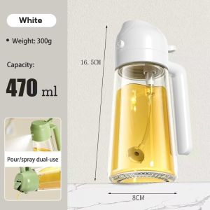 2-in-1 Glass Oil Sprayer Bottle Olive Oil & Vinegar Dispenser Food-Grade Anti-Leak Air Fryer & Kitchen Cooking Spray Bottle 470ml