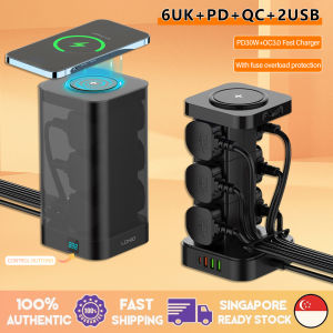SG Local inventory LDNIO Vertical Power Socket Extension Supports PD30W Wireless Charging and QC3.0 Fast Charging Plug Heavy Duty Safety