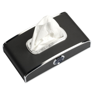 Hộp đựng giấy ăn trên ô tô 3 chức năng có đồng hồ và bảng số điện thoại chất liệu da cao cấp