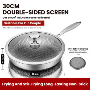 SUS 316 Frying Pan Uncoated Frying Pan Thicken Honeycomb Pattern Non-Stick Pan Induction Cooker Gas Stove Universal