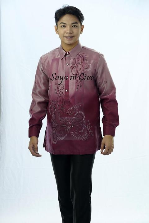 Maroon 2024 Barong Tagalog