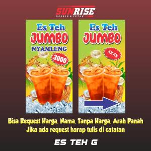 spanduk es teh jumbo dapat 2 pcs dengan ukuran 50×100cm