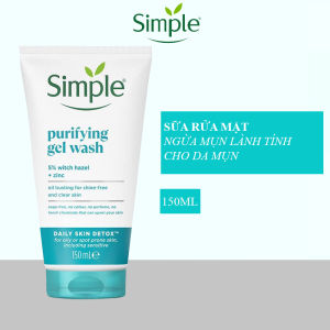 Sữa rửa mặt Simple ngừa mụn Purifying Gel Wash kiềm dầu giảm bóng nhờn 150ml màu xanh dương