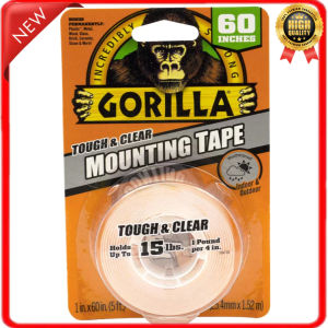 Gorilla Tough & Clear Double Sided Mounting Tape Weatherproof 1" x 60" Clear