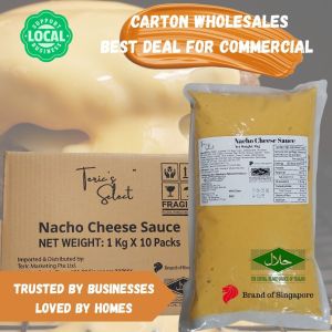 [SG WHOLESALE] HALAL Nacho Cheese Sauce 1kg | 10pkt/Carton Dipping Condiments | Restaurant Commercial Dipping Sauce