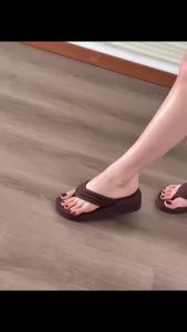 [Free Shipping] WomenS Summer Outdoor Flip-Flops Non-Slip Thick-Soled Bohemian Style Fashionable Beach Sandals Mid-Heel Sandals