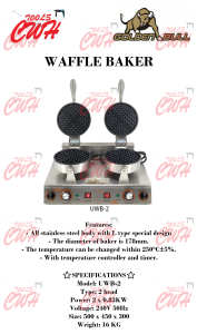 SINGLE DOUBLE HEAD STOVE GAS ELECTRIC ROUND TYPE WAFFLE MAKER BAKER MESIN BUAT WAFEL WAFER MAKER CWH TOOLS SDN BHD CWH GROUP CWH TOOLS TRADING GOLDEN BULL UWB-1 UWB-2