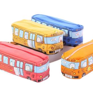 Cute School Bus Canvas Pencil Case Box Bekas Kotak Sarung Pensil Kanvas Bas Sekolah Kids Goodies Doorgift Kanak Budak 笔袋