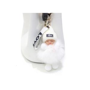 Plush Keychain Sleeping Baby Handbag Charm Decorations Pendant Soft Cute Keyring Clip for Backpacks Phones Kids Gift