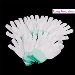 Rong Rong shop ถุงมืออิเล็กทรอนิกส์ทำงานอิเล็กทรอนิกส์ป้องกันไฟฟ้าสถิตย์นิ้วเคลือบฝ่ามือ5คู่