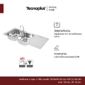 อ่างล้างจาน 2 หลุม 1 ที่พัก แบบฝัง Tecnoplus รุ่น TNP 21120 SD ขนาด 120 ซม. ลึก 19 ซม.. 